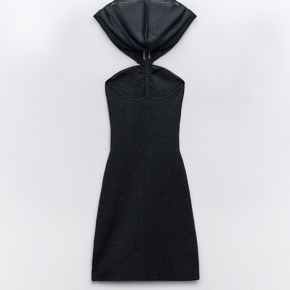 ZARA SPARKLY HOODED KNIT MIDI DRESS - Picture 4 of 4